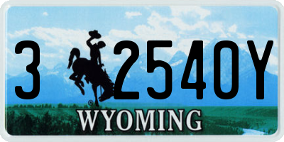 WY license plate 32540Y
