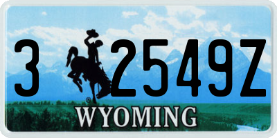 WY license plate 32549Z