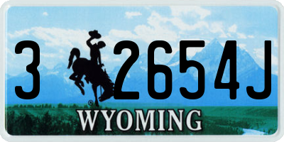 WY license plate 32654J