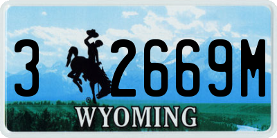 WY license plate 32669M