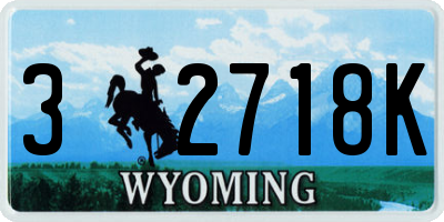 WY license plate 32718K