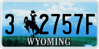 WY license plate 32757F