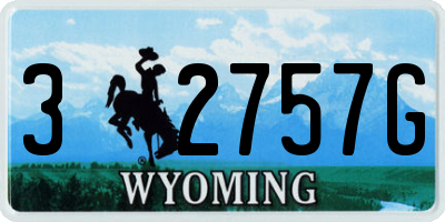 WY license plate 32757G