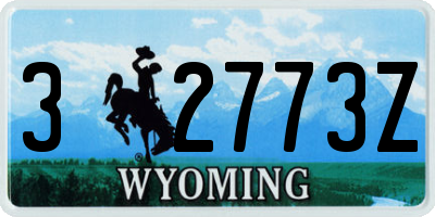 WY license plate 32773Z