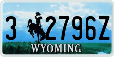 WY license plate 32796Z