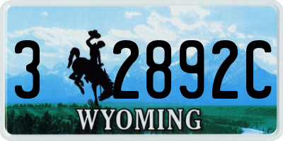 WY license plate 32892C