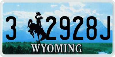 WY license plate 32928J