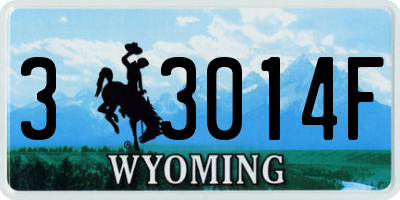 WY license plate 33014F