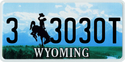 WY license plate 33030T