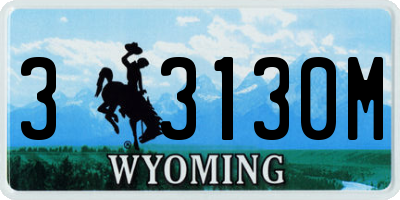 WY license plate 33130M