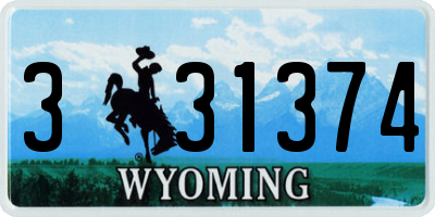 WY license plate 331374