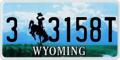 WY license plate 33158T