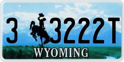 WY license plate 33222T