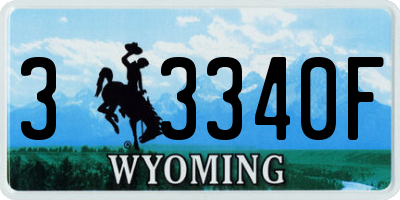 WY license plate 33340F
