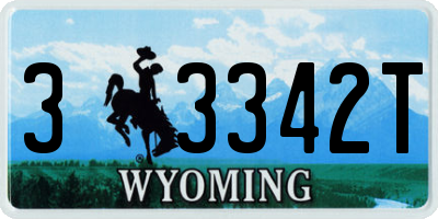 WY license plate 33342T