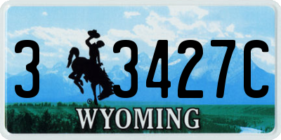 WY license plate 33427C