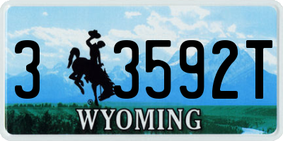 WY license plate 33592T