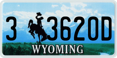 WY license plate 33620D