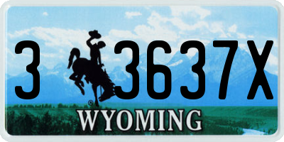 WY license plate 33637X