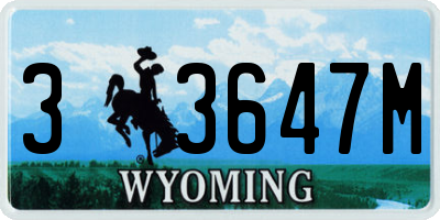WY license plate 33647M