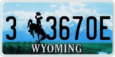 WY license plate 33670E