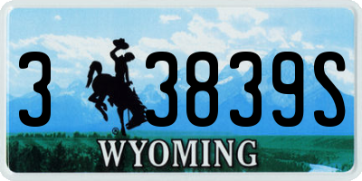 WY license plate 33839S
