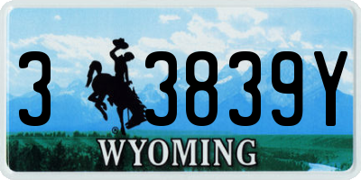 WY license plate 33839Y