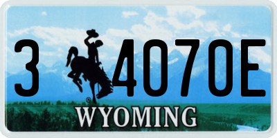 WY license plate 34070E