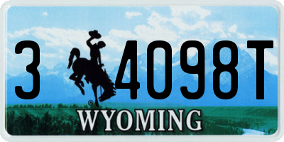 WY license plate 34098T