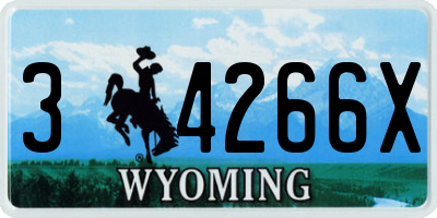WY license plate 34266X