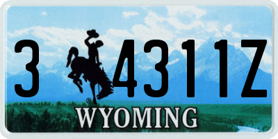 WY license plate 34311Z