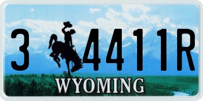 WY license plate 34411R