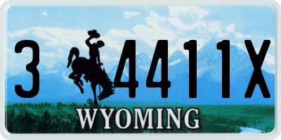 WY license plate 34411X
