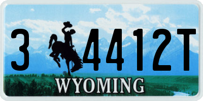 WY license plate 34412T