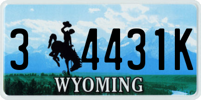 WY license plate 34431K