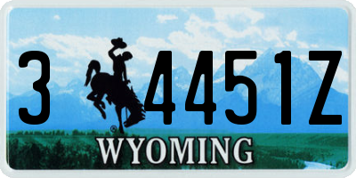 WY license plate 34451Z