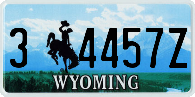 WY license plate 34457Z