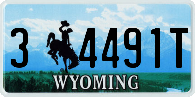 WY license plate 34491T