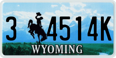 WY license plate 34514K