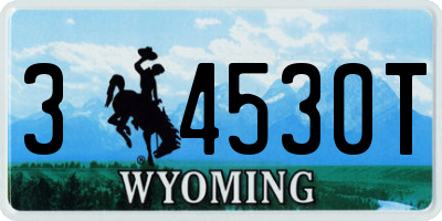 WY license plate 34530T