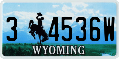 WY license plate 34536W