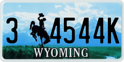 WY license plate 34544K