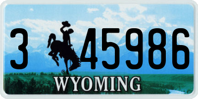 WY license plate 345986