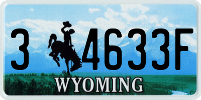 WY license plate 34633F