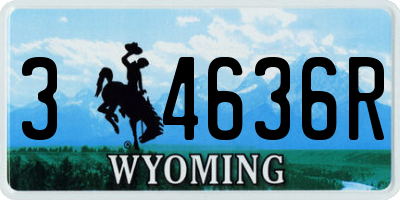 WY license plate 34636R
