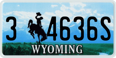 WY license plate 34636S