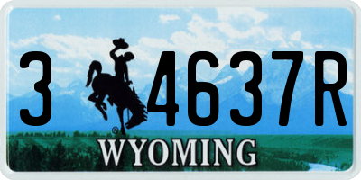 WY license plate 34637R