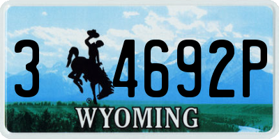 WY license plate 34692P