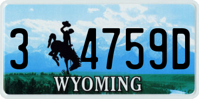 WY license plate 34759D