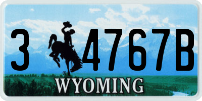 WY license plate 34767B